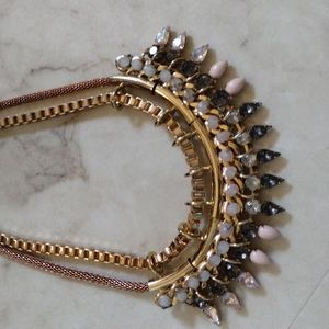 Express double chain bib necklace.